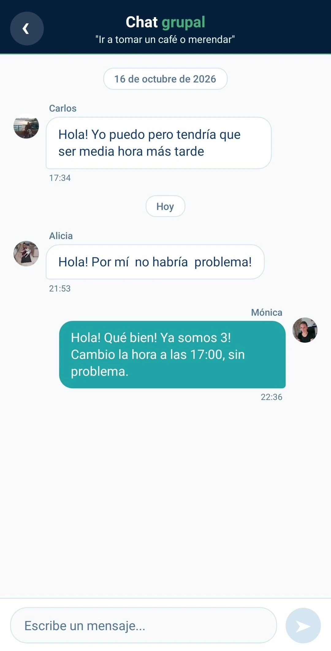 Pantalla de chat