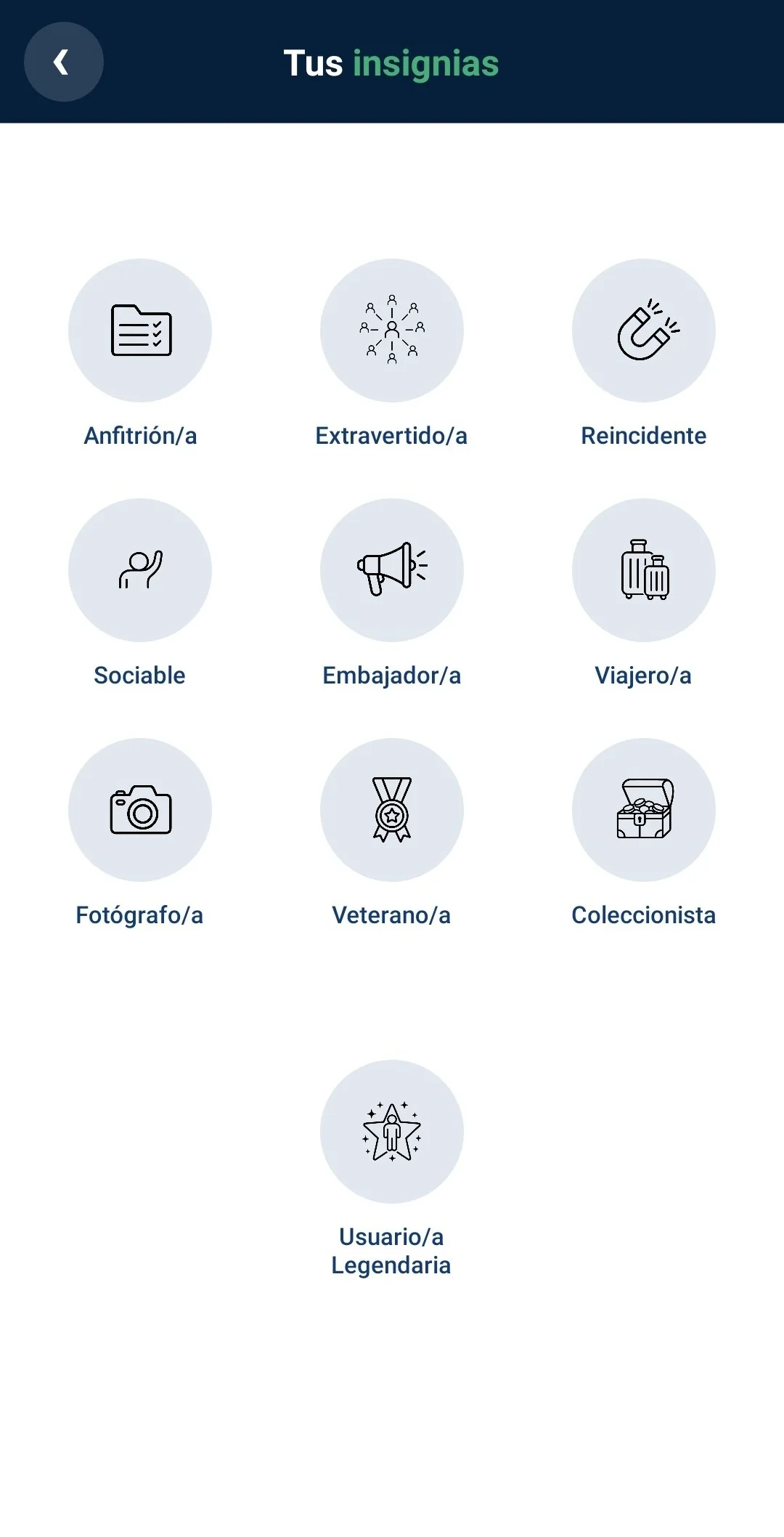 Pantalla de insignias